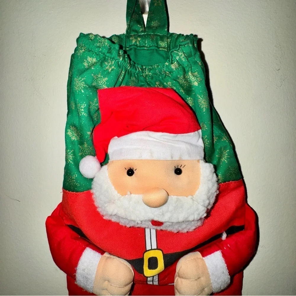 Vintage Festive Santa Claus Hanging Plastic Bag Holder Dispenser